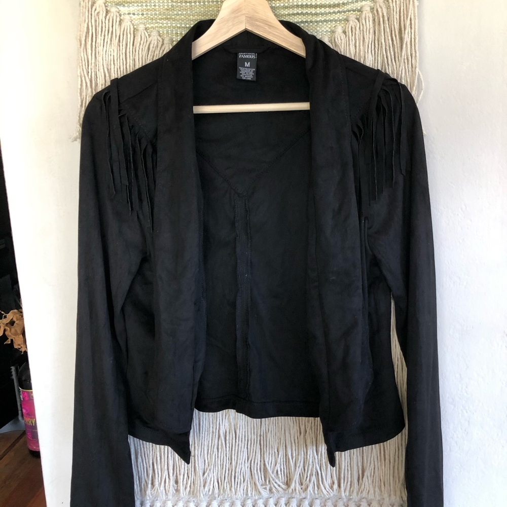 ALMOST FAMOUS FAUX SUEDE FRINGE BLAZER M